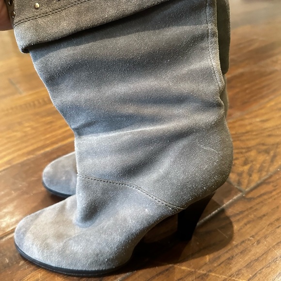 Michael Kors Gray Suede Studded Heeled Boots - Picture 5 of 6